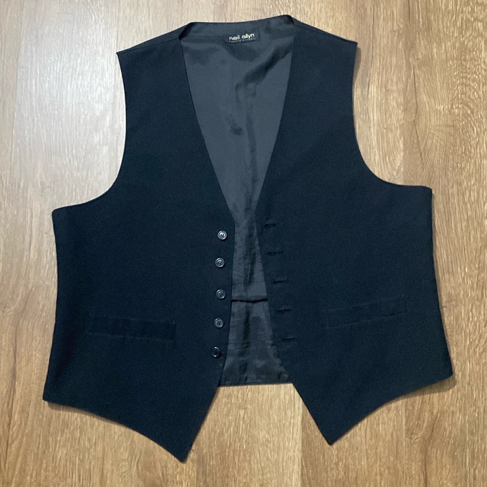 Neil Allyn career apparel black mens button up vest medium